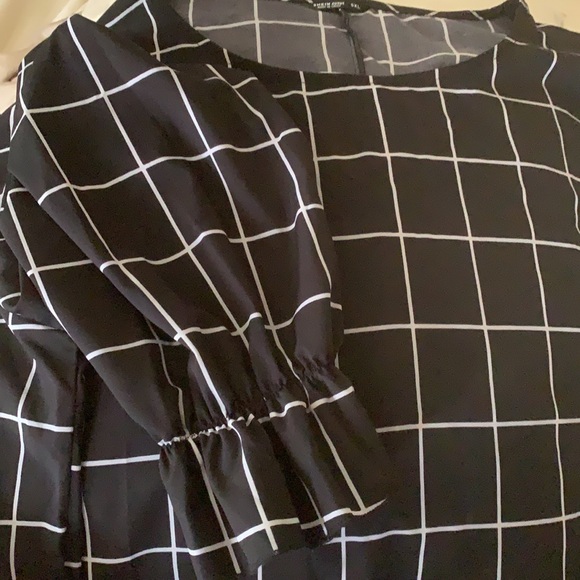 plaid plus flounce sleeve tunic dress - Picture 4 of 4